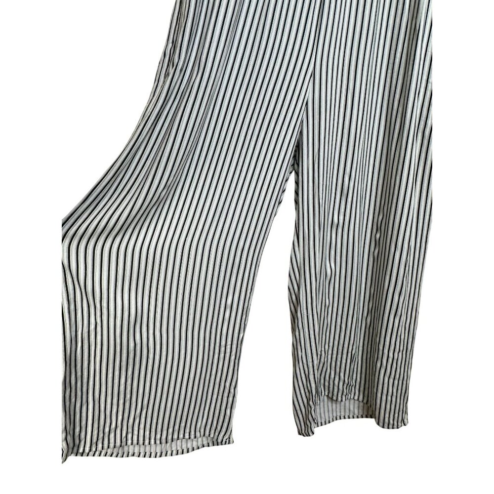 Anthropologie Saltwater LUXE Jumpsuit Large White Black Stripe Wide Leg Boho - Picture 6 of 14